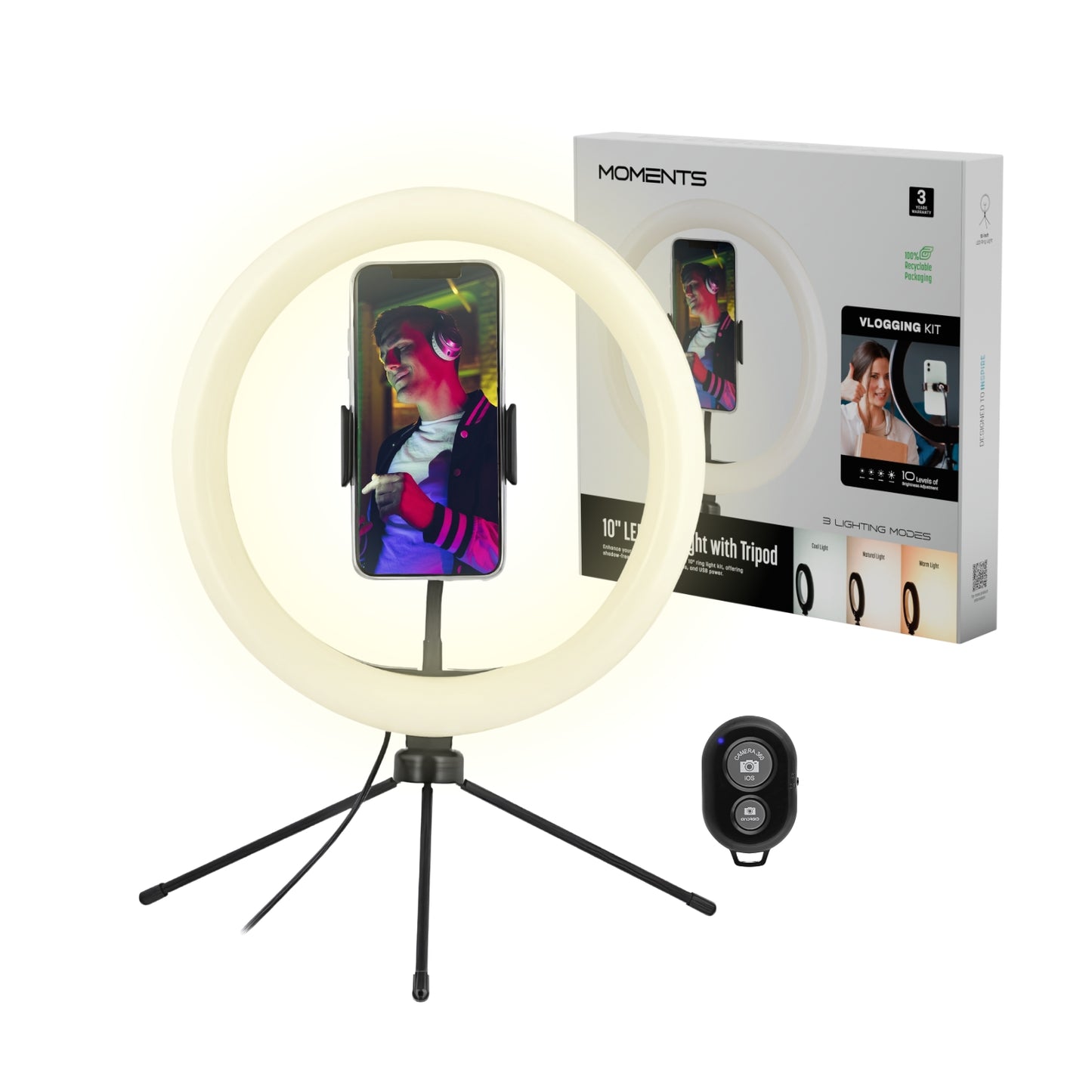 LED Ring Light with Mini Tripod and Phone Holder