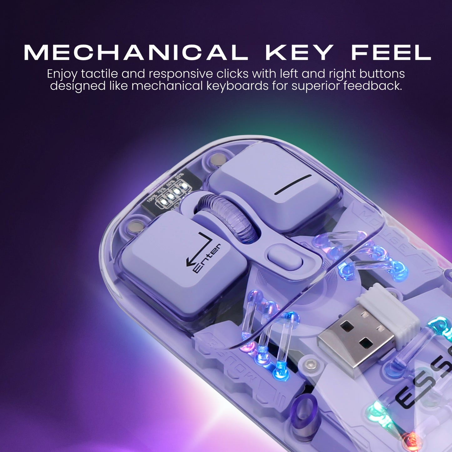 FLUX Transparent Wireless RGB Mouse
