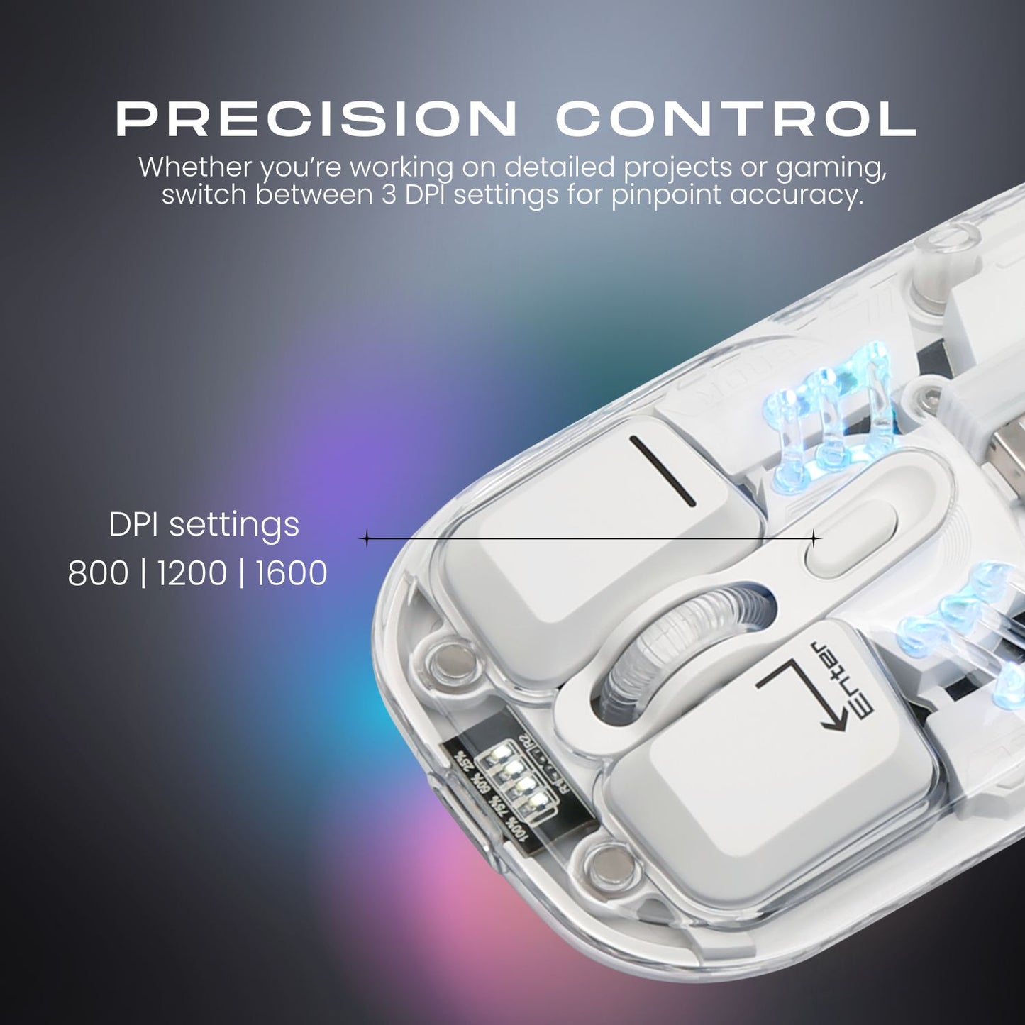 FLUX Transparent Wireless RGB Mouse