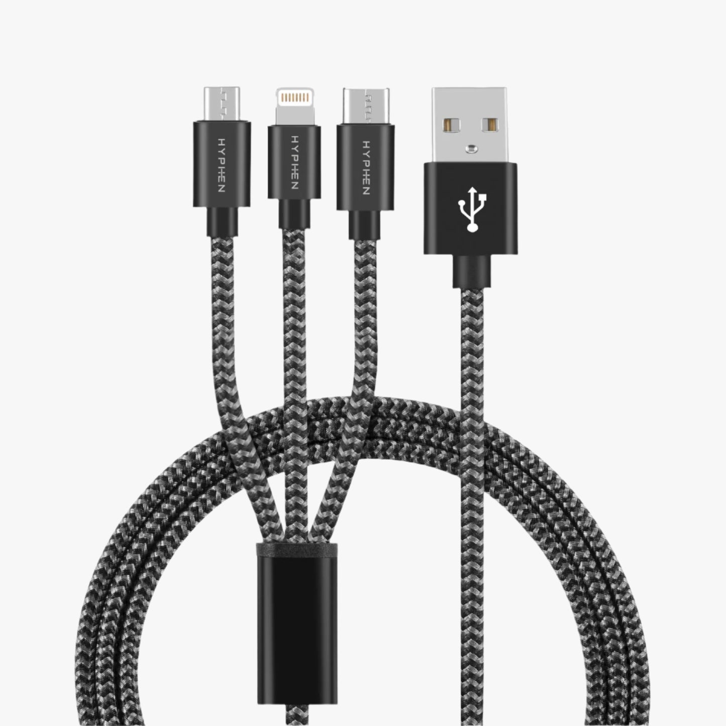 TUF Double Braided Nylon Cable - 3 in 1 (USB-A to Lightning, Type C, Micro-USB) | 10W
