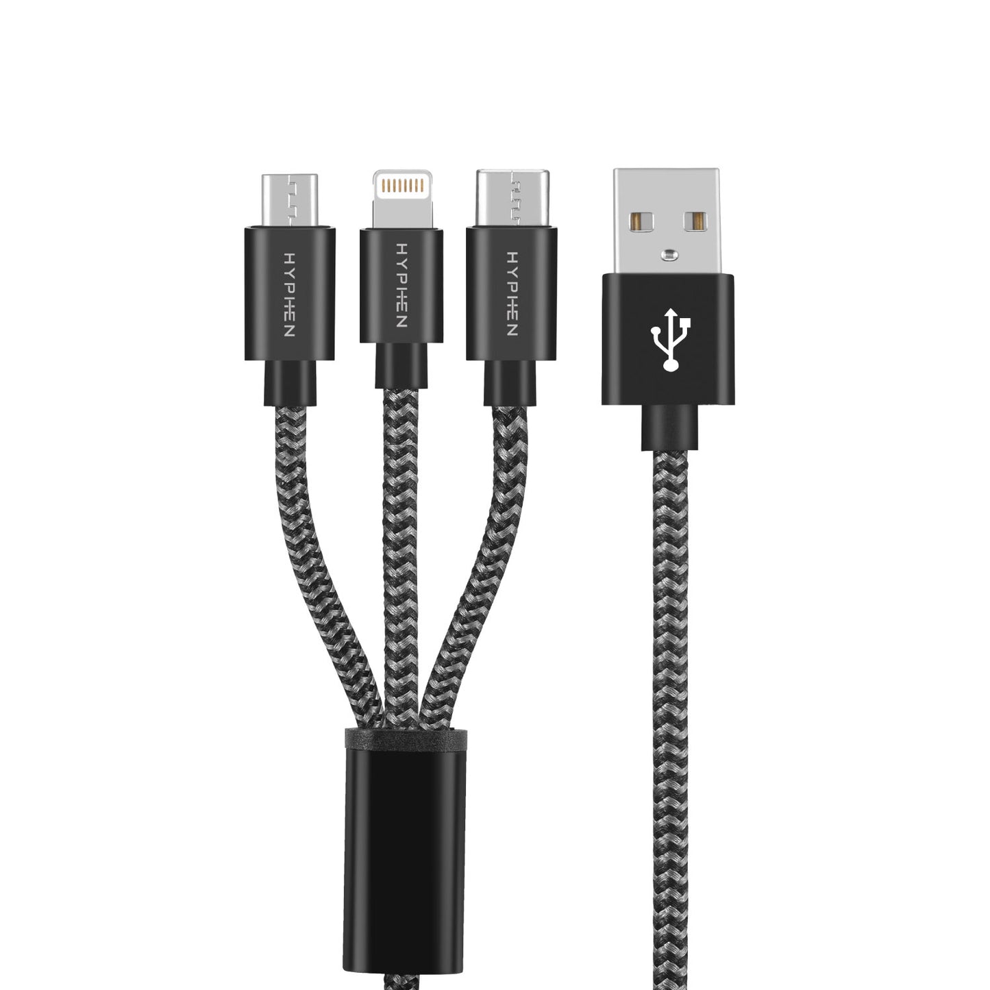 TUF Double Braided Nylon Cable - 3 in 1 (USB-A to Lightning, Type C, Micro-USB) | 10W