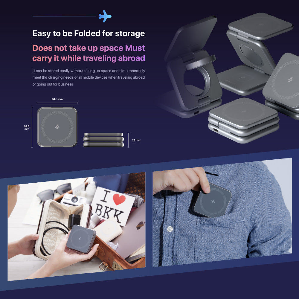 Mag 3 Magnetic 3-in-1 Foldable Travel Charging Station