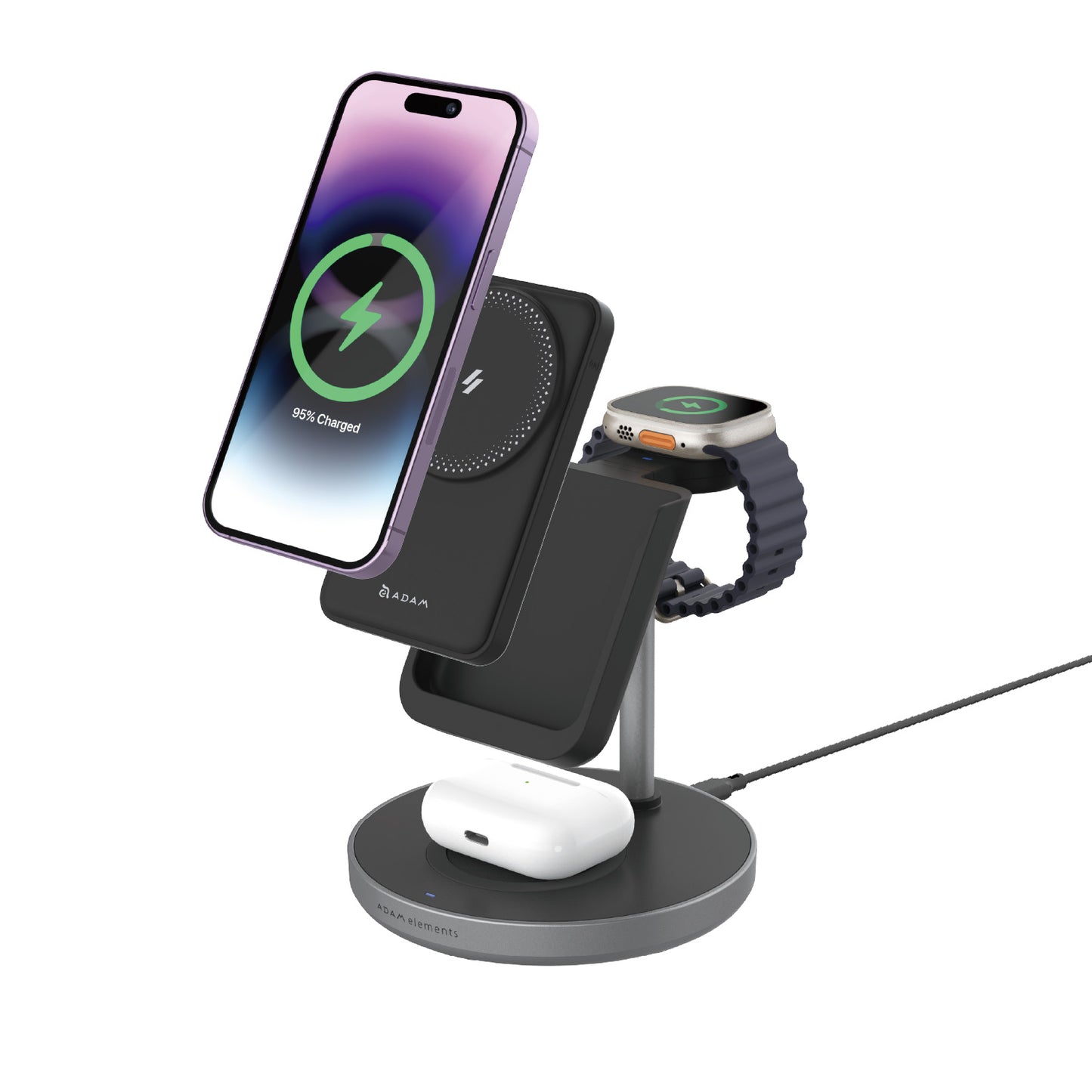 Mag 5 5000 mAh Magnetic 5-in-1 Wireless Charging Station with Travel Adapter