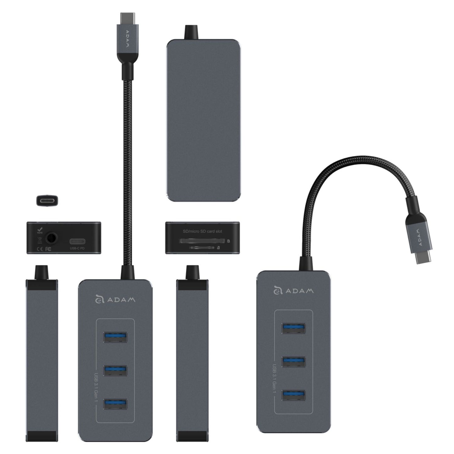 USB 3.1 Type-C 6-Port Card Reader Hub