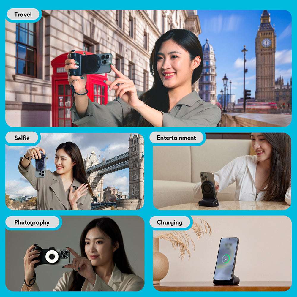 SELFIE SHOT Magnetic Hand Grip with Power Bank | 5000 mAh