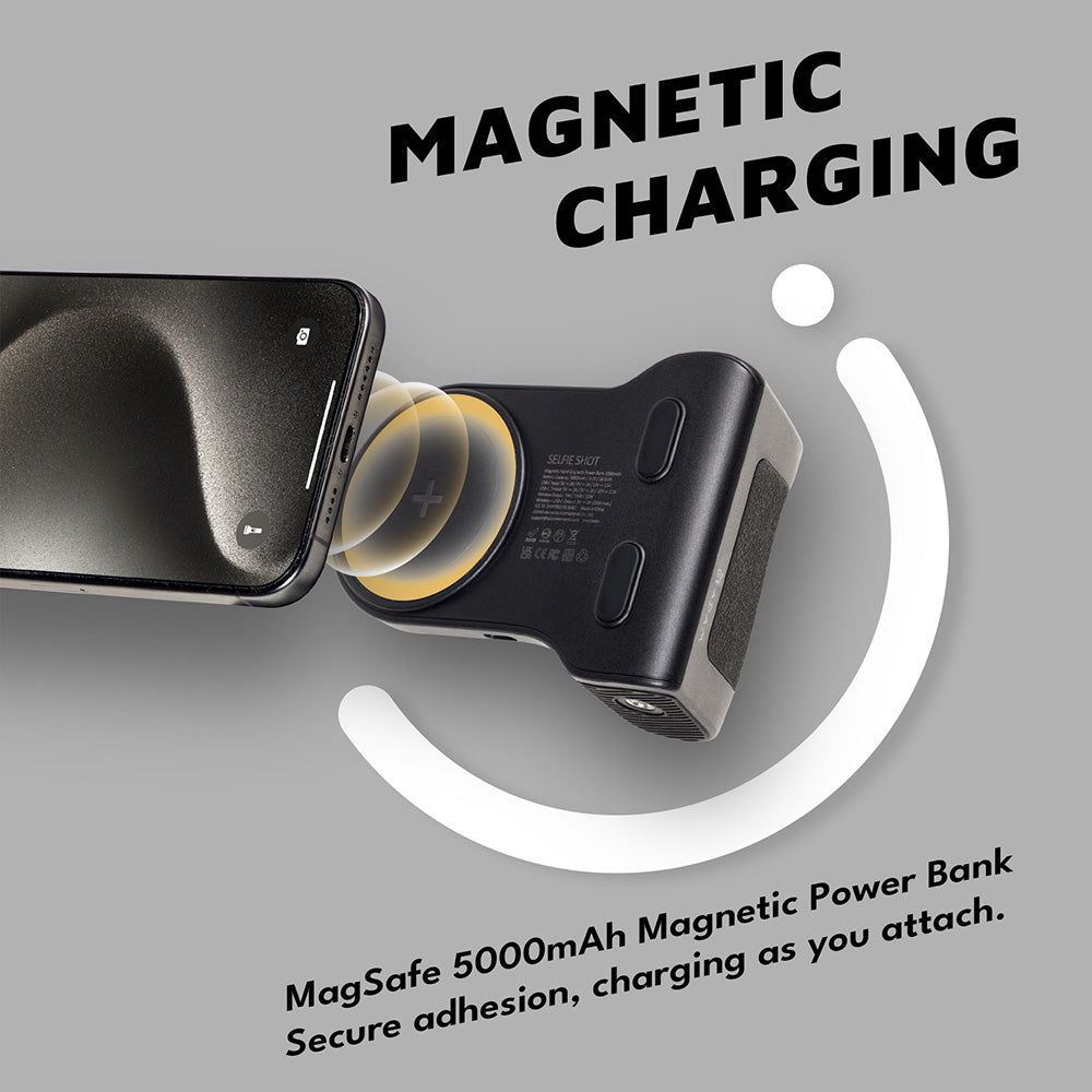 SELFIE SHOT Magnetic Hand Grip with Power Bank | 5000 mAh