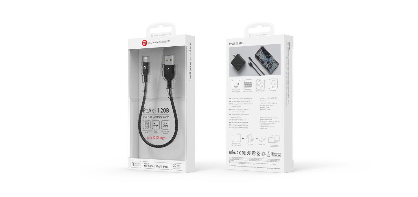 PeAk III 20B - USB-A to Lightning cable