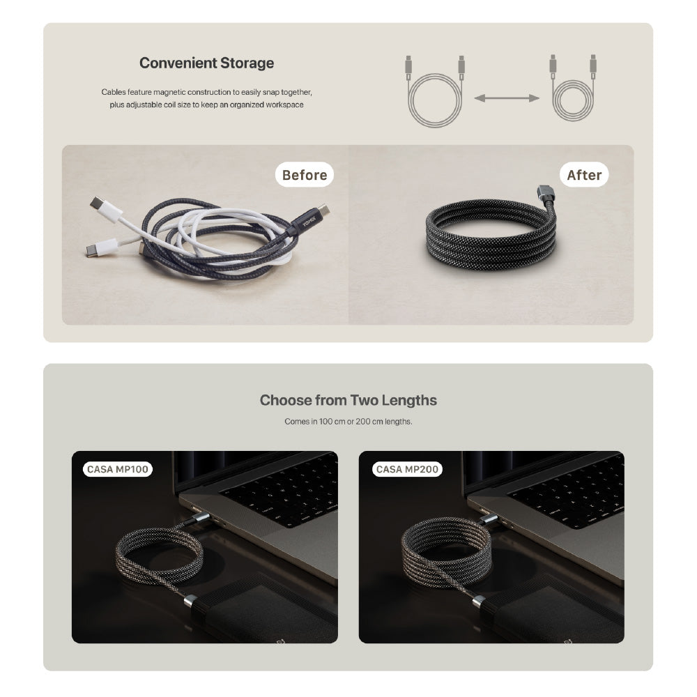 CASA MP200 - USB-C to USB-C Magnetic Charging Cable | 240W