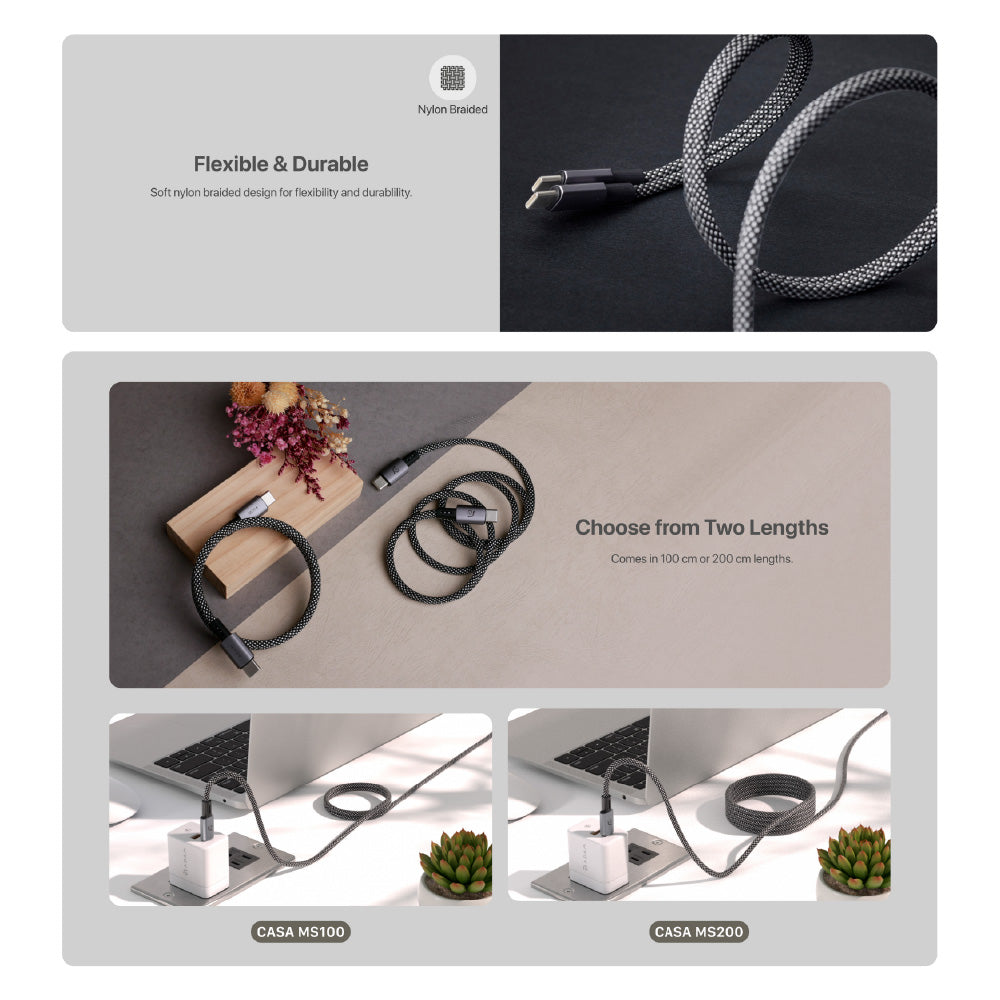 CASA MS200 - USB-C to USB-C Magnetic Charging Cable | 60W