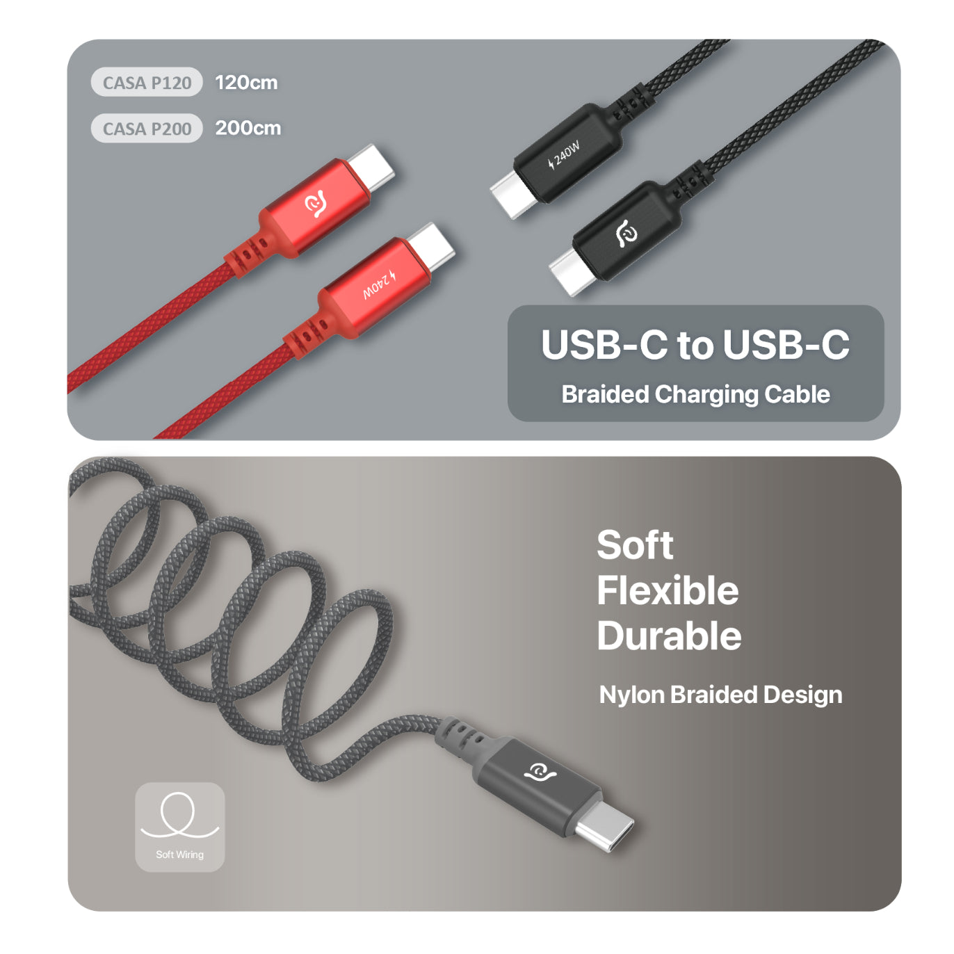 CASA P200 - USB-C to USB-C Charging Cable | 240W