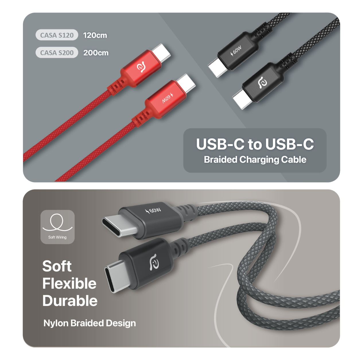 CASA S120 - USB-C to USB-C Charging Cable | 60W