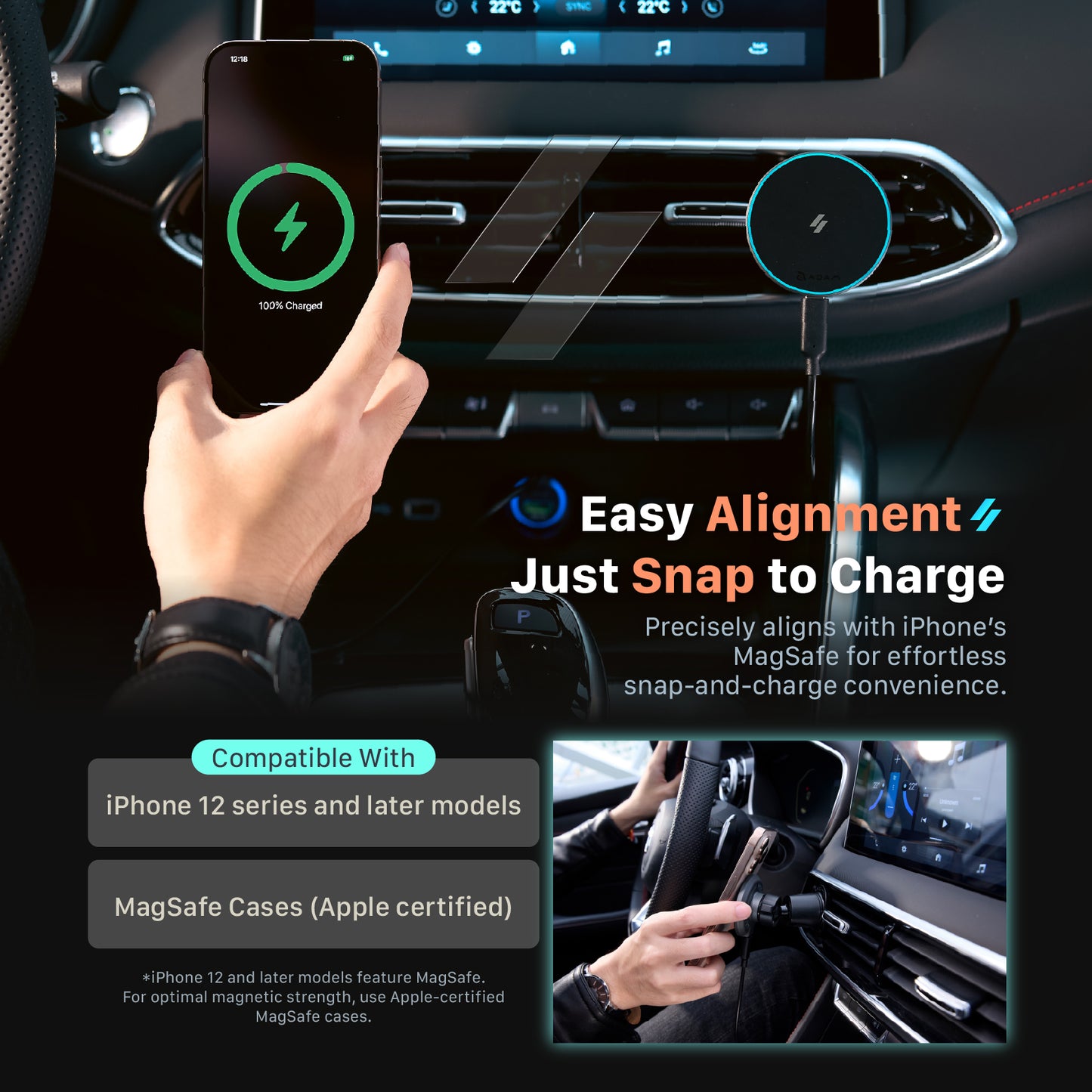 CQ1 Qi2 Magnetic Charging Car Mount