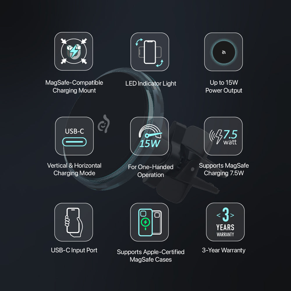 OMNIA CX1 Magnetic Wireless Charging Car Mount