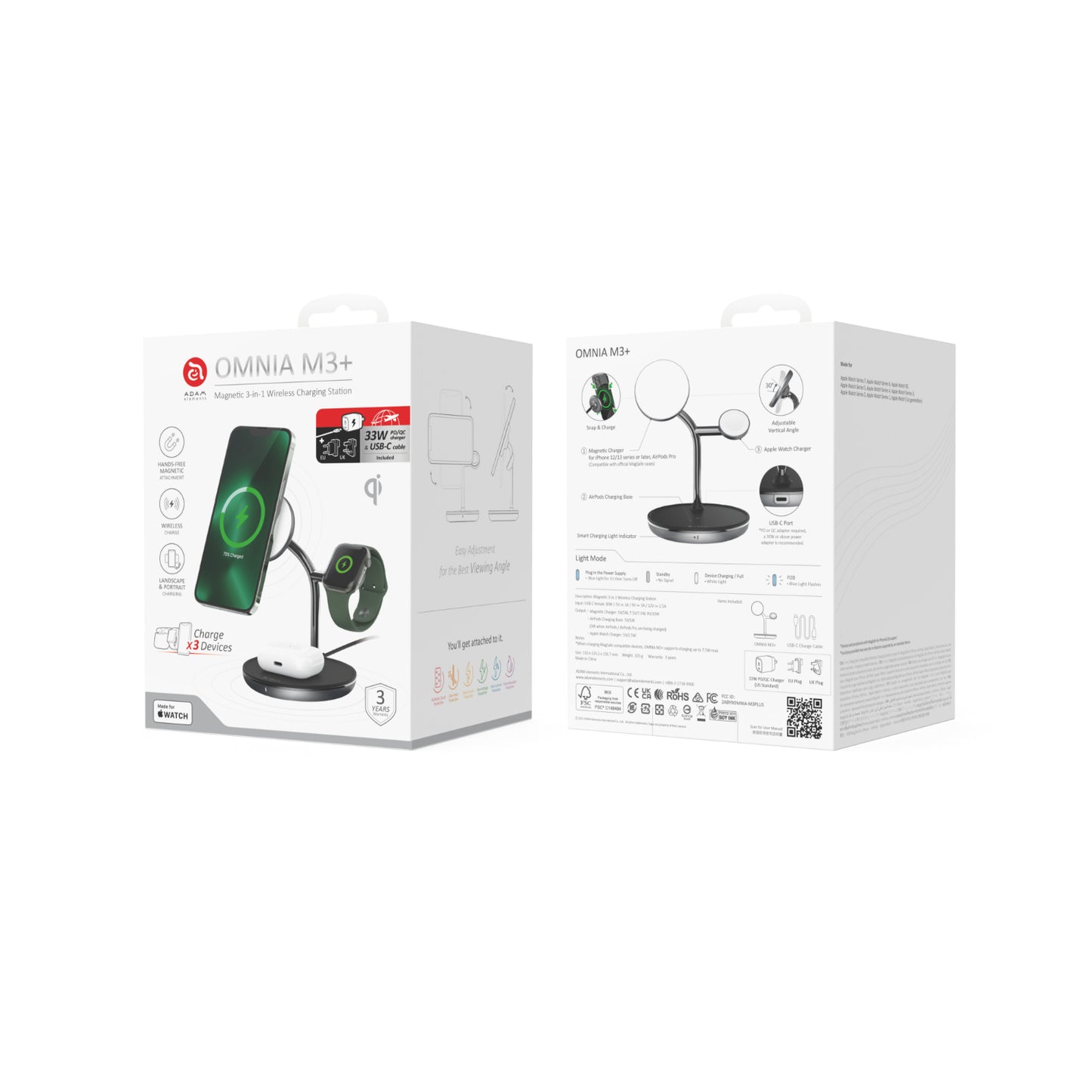 OMNIA M3+ Magnetic 3-in-1 Wireless Charging Station
