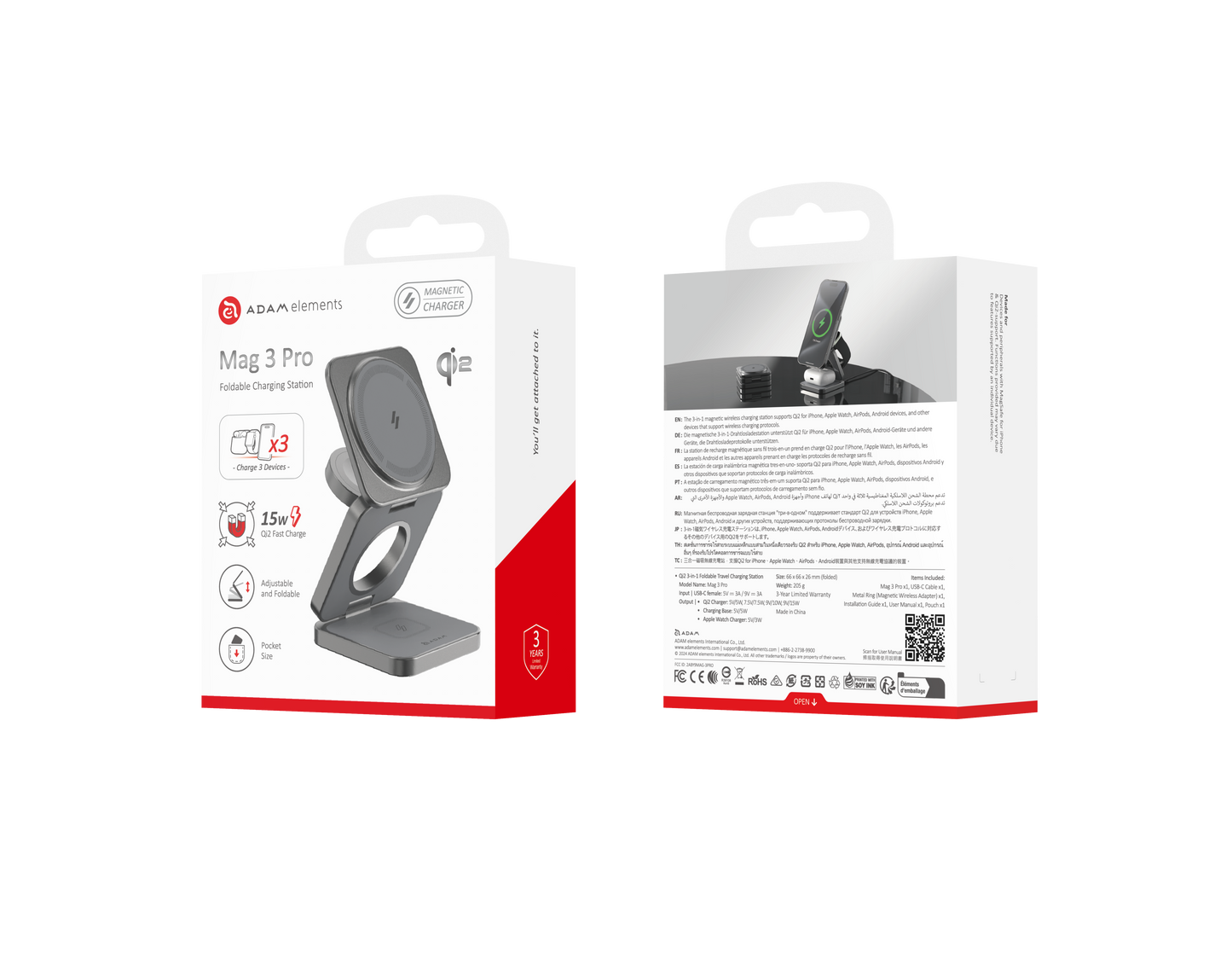 Mag 3 Pro Qi2 3-in-1 Foldable Travel Charging Station
