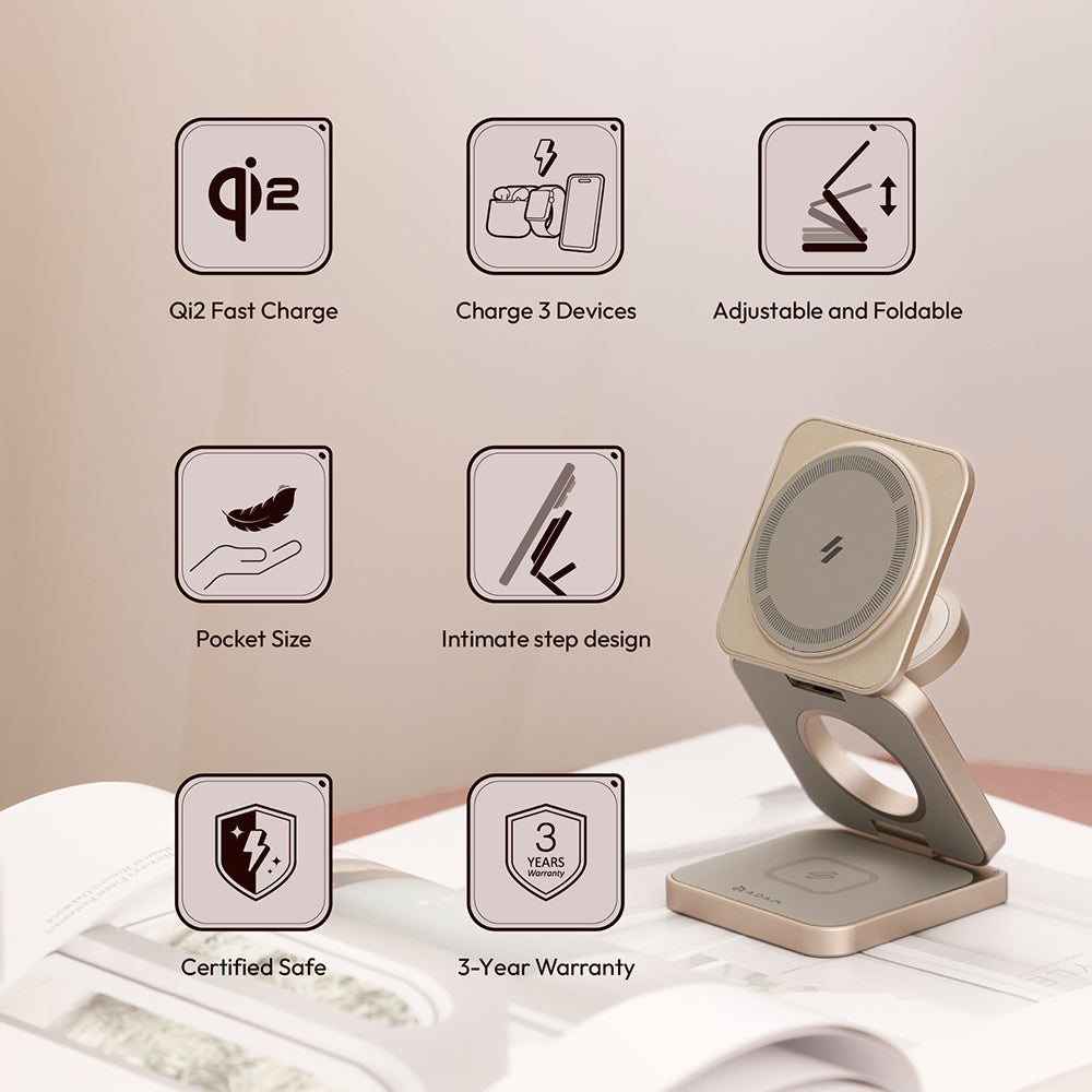 Mag 3 Pro Qi2 3-in-1 Foldable Travel Charging Station