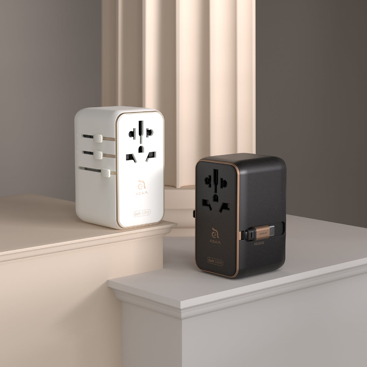 T100L Universal Travel Adapter with Built-In USB-C Cable | 100W