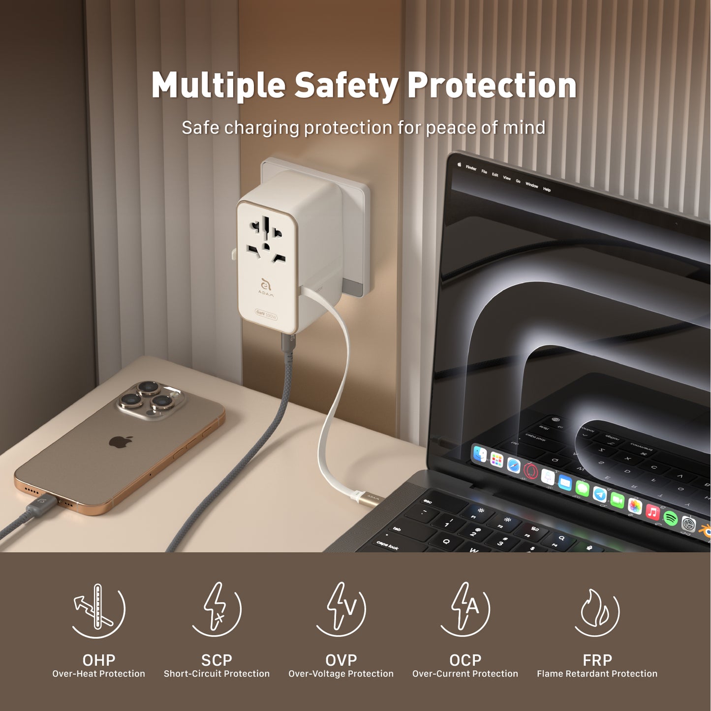 T35L Universal Travel Adapter with Built-In USB-C Cable | 35W