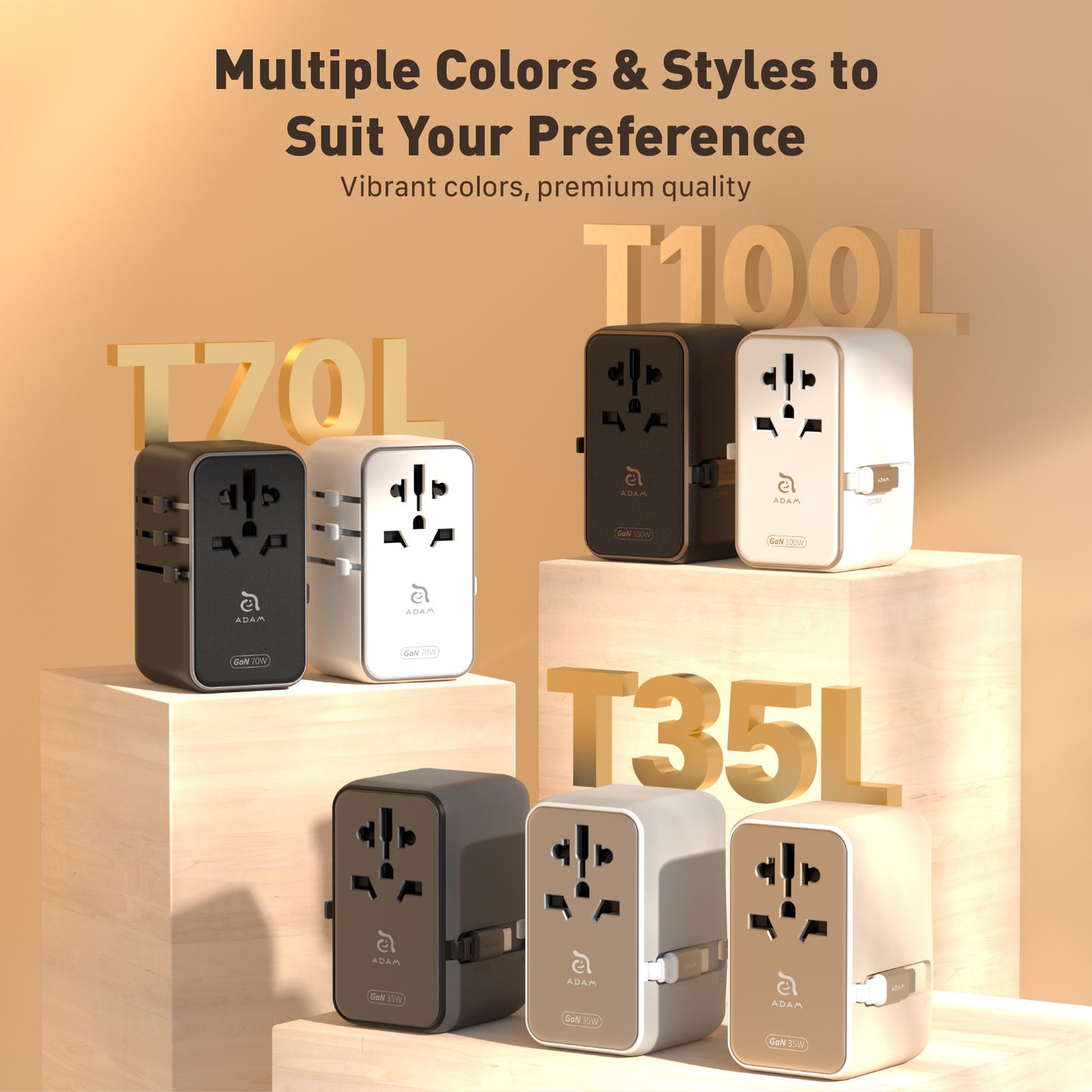 T35L Universal Travel Adapter with Built-In USB-C Cable | 35W