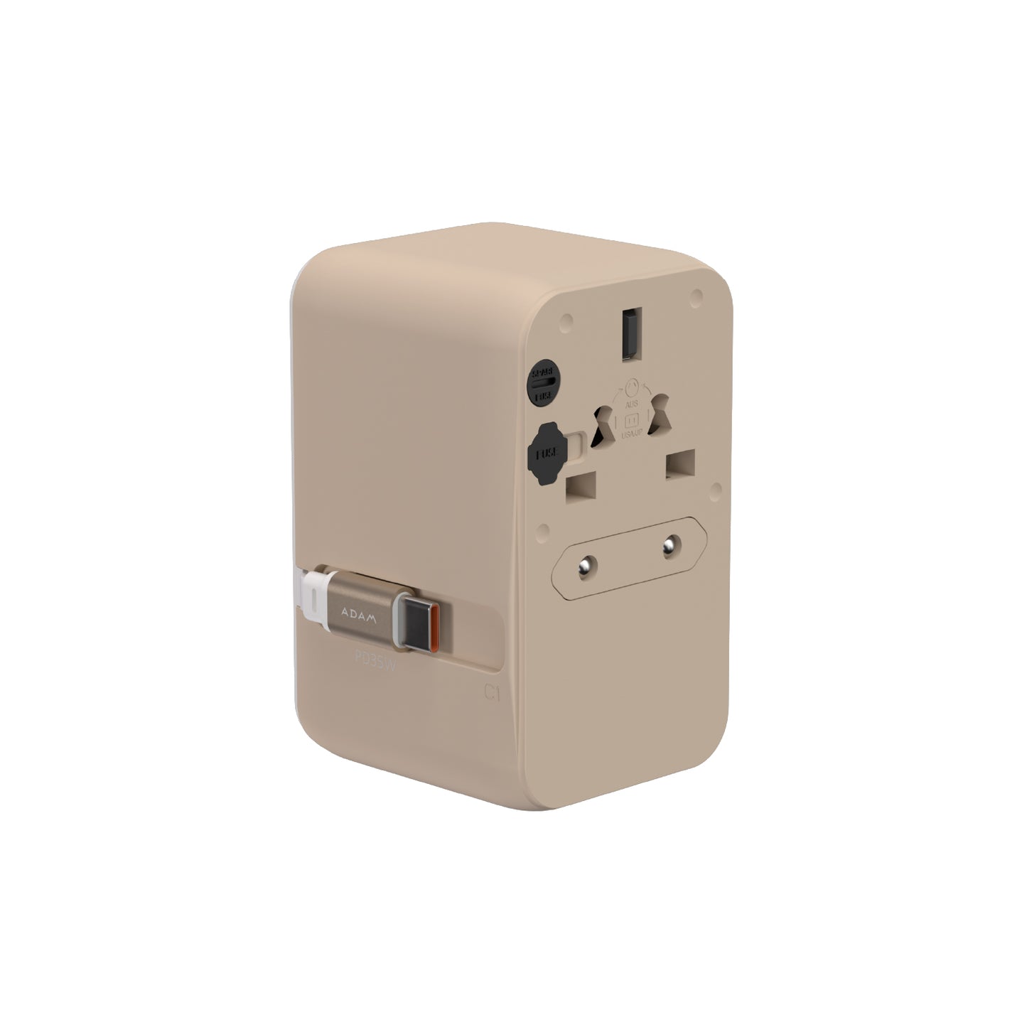 T35L Universal Travel Adapter with Built-In USB-C Cable | 35W