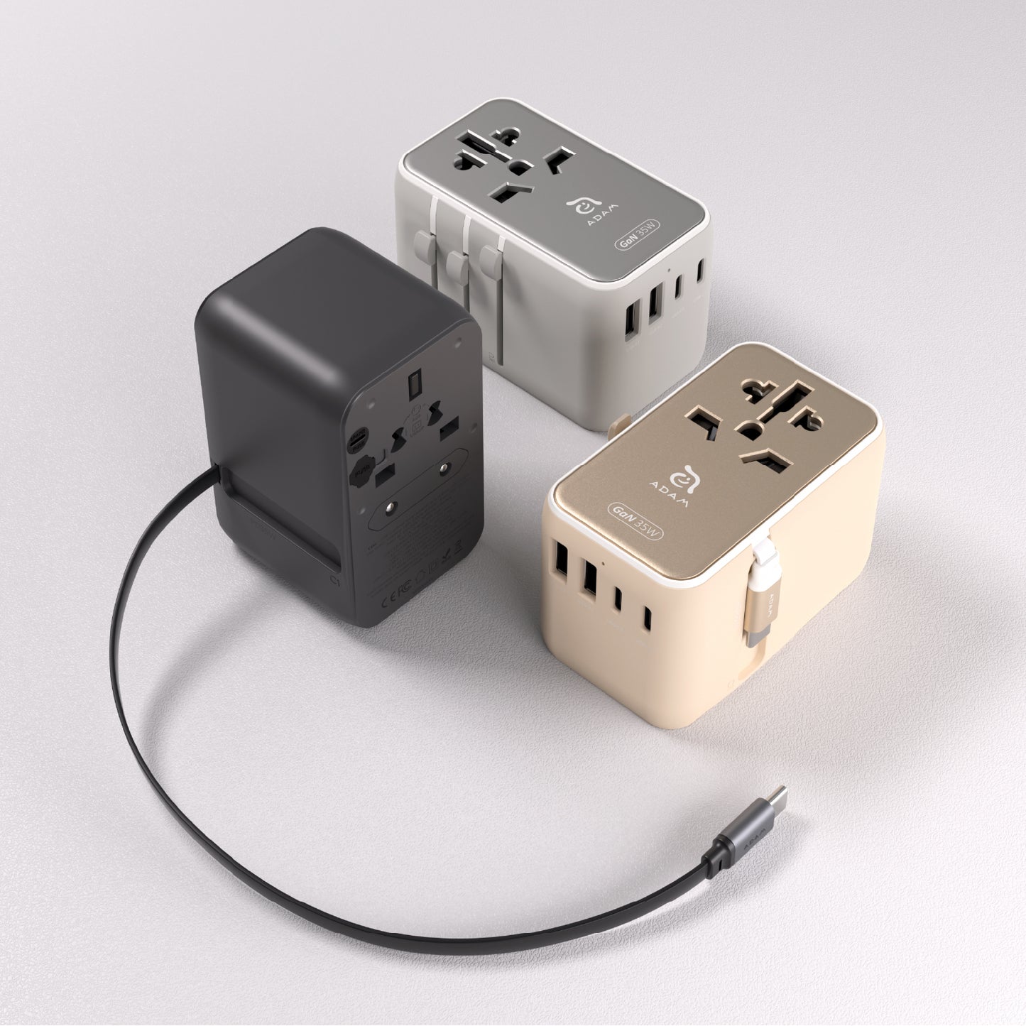 T35L Universal Travel Adapter with Built-In USB-C Cable | 35W