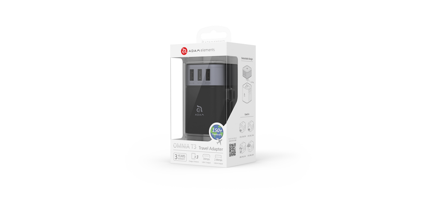OMNIA T3 Travel Adapter