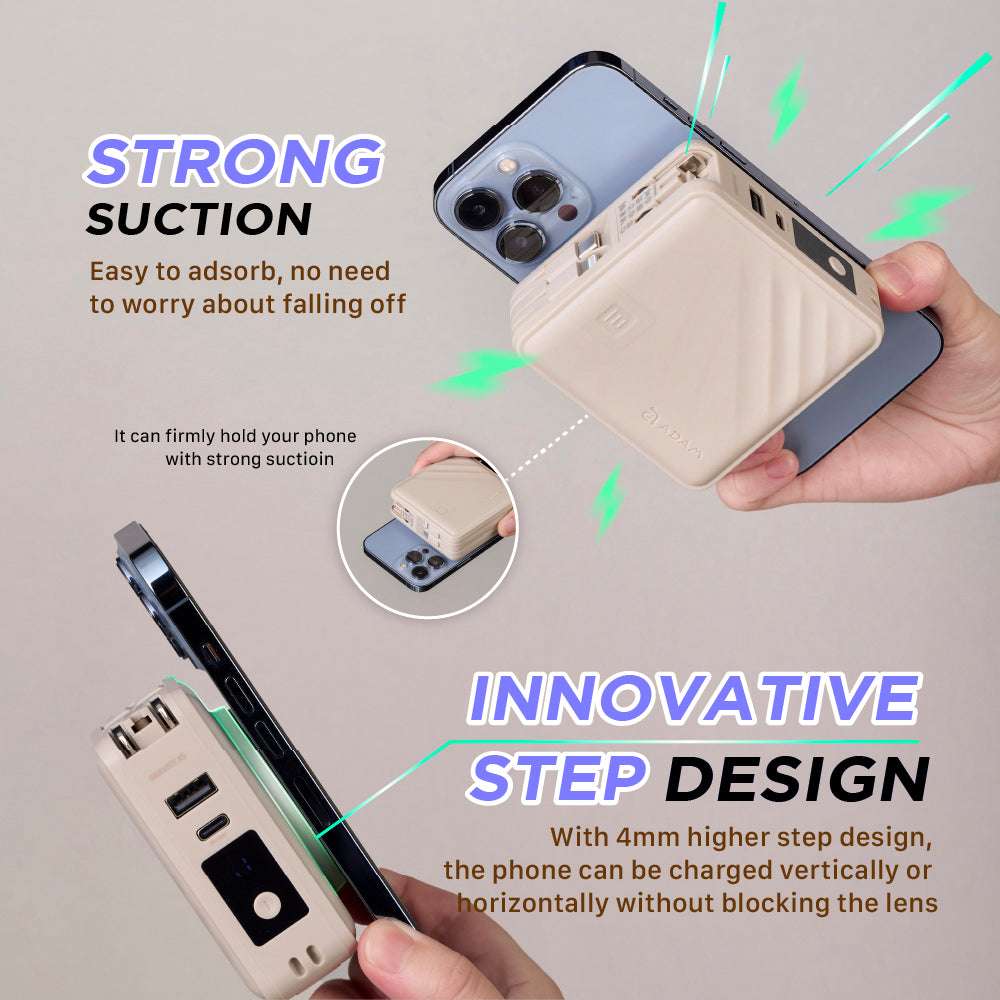 GRAVITY X5 5-in-1 Ultra Compact Power Bank USB-C & Lightning cable | 15000 mAh