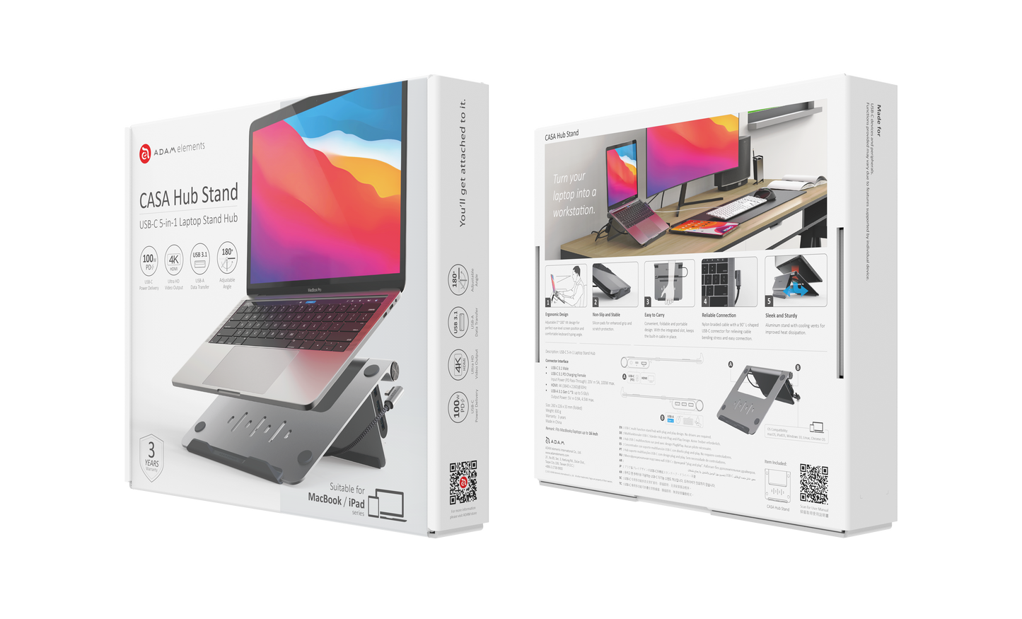 CASA hub Stand 5-in-1 Laptop Stand Hub | USB-C