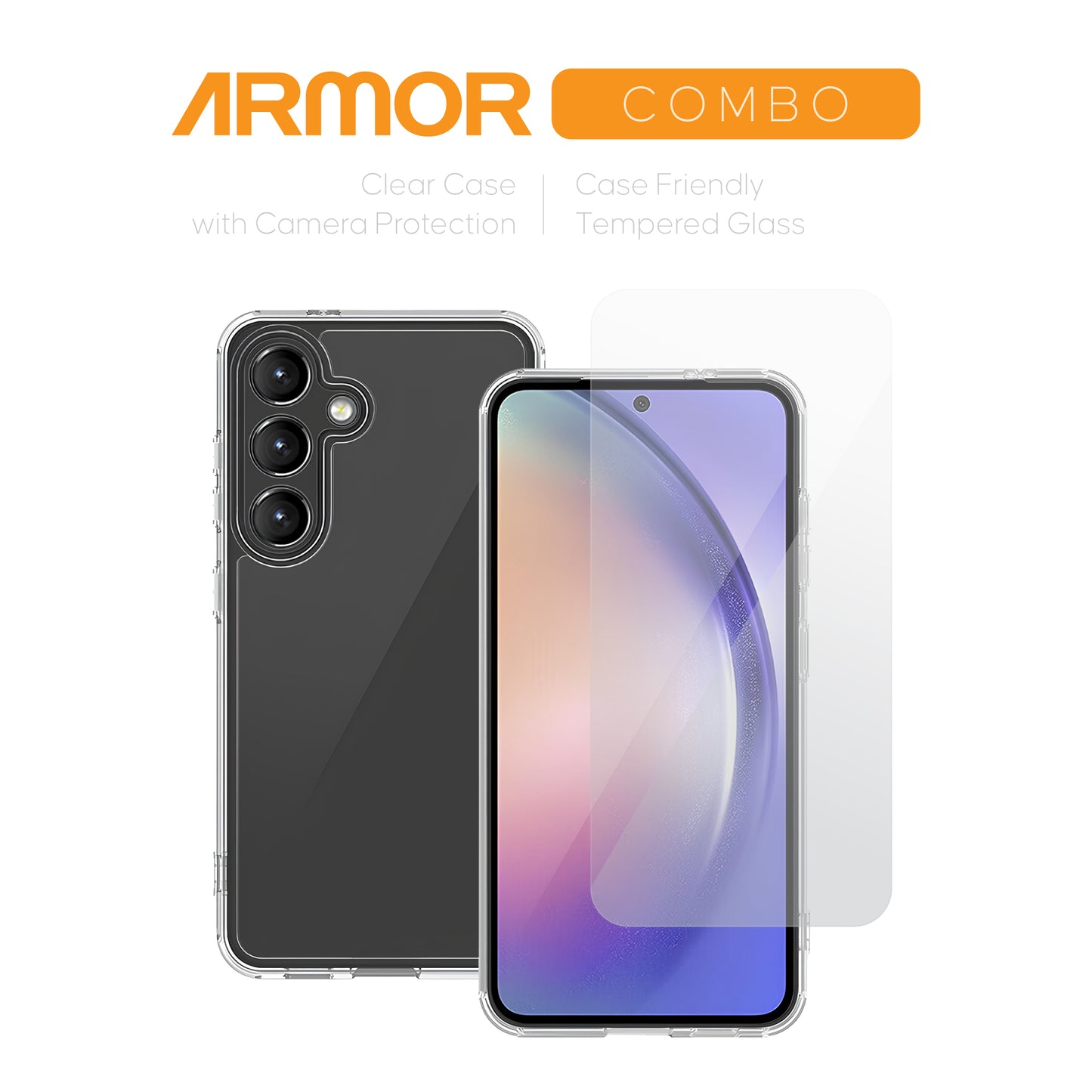 ARMOR Clear Hard Case with Camera Protection + Tempered Glass