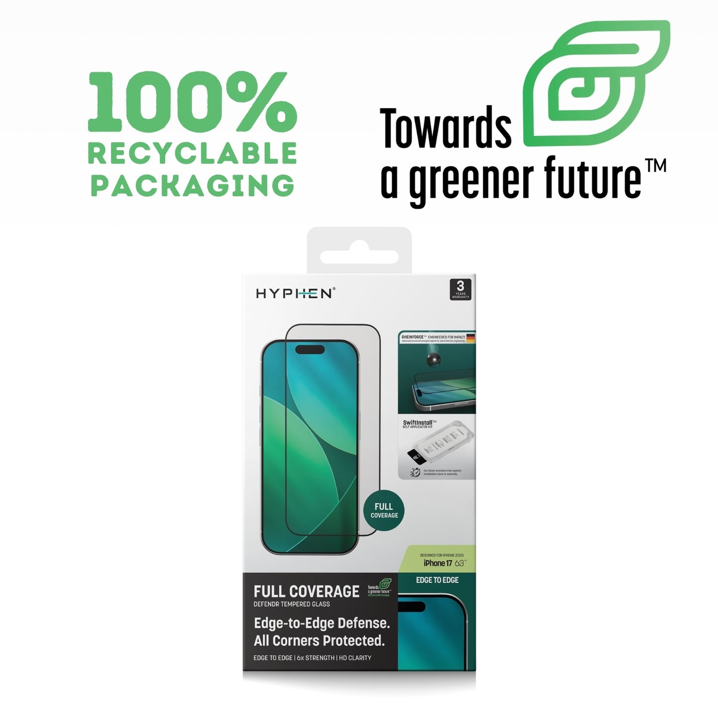 DEFENDR Full Coverage Tempered Glass with Applicator