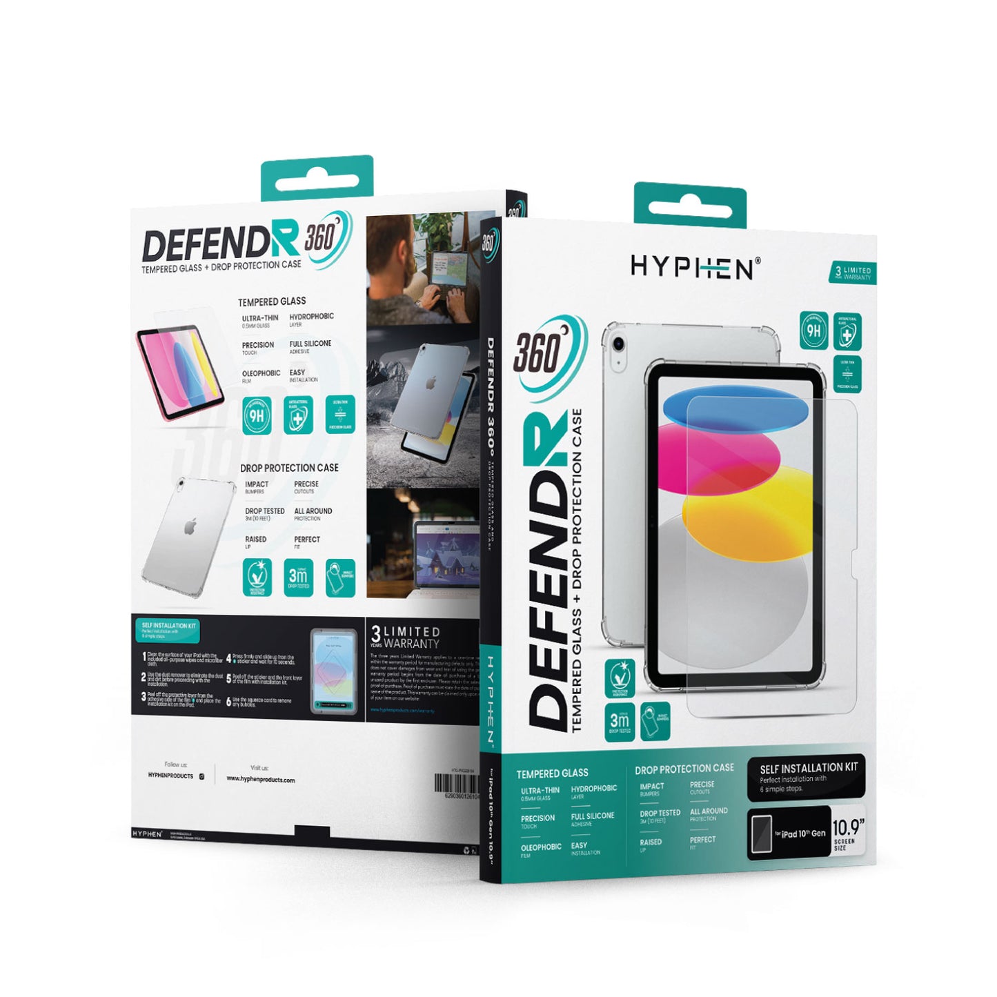 DEFENDR 360° Tempered Glass + Drop protection case with Self Installation Kit