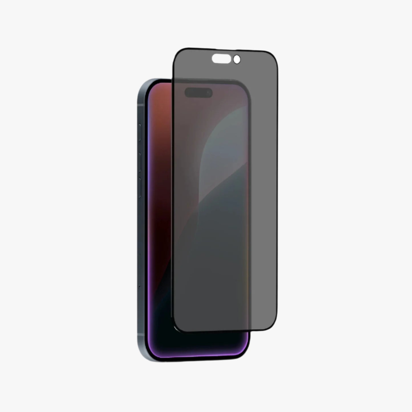 A smartphone with a matte privacy tempered glass screen protector applied to the front.