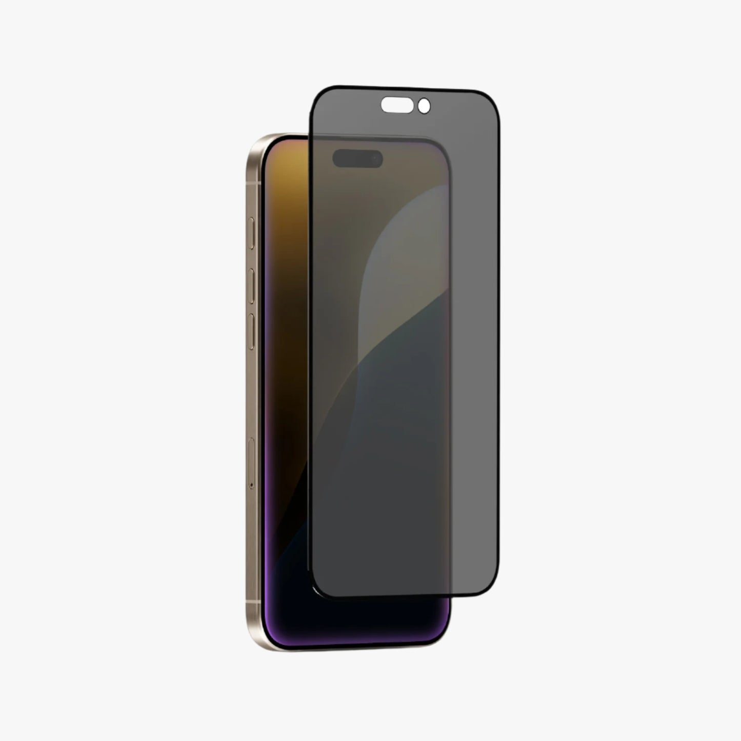A smartphone with a matte privacy tempered glass screen protector applied to the front.