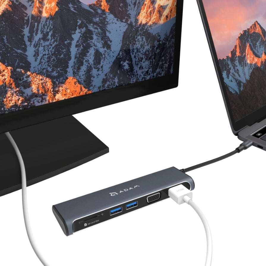 CASA A03 5 Port USB-C Hub with VGA and HDMI