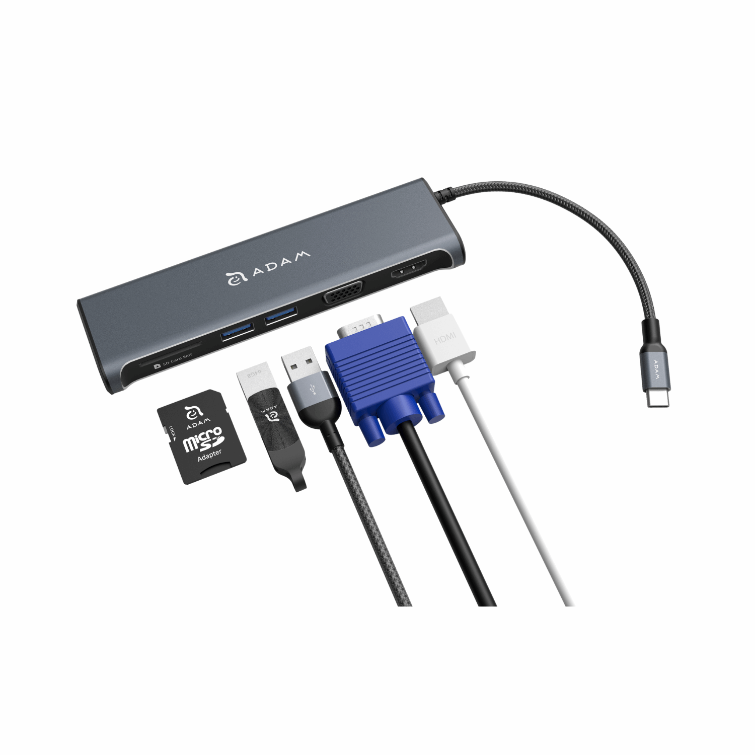 CASA A03 5 Port USB-C Hub with VGA and HDMI