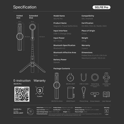 Wireless Bluetooth Tripod Selfie Stick