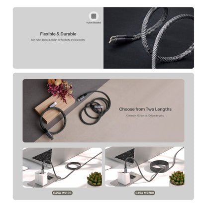 CASA MS200 - USB-C to USB-C Magnetic Charging Cable | 60W