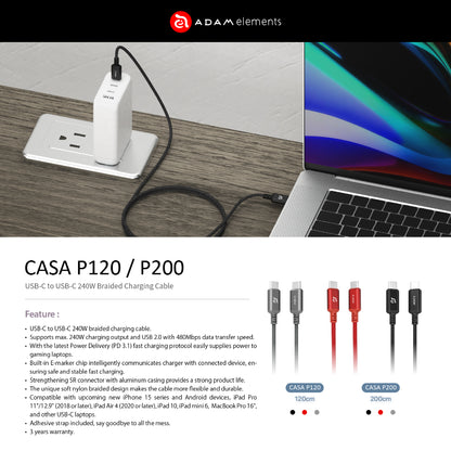 CASA P120 - USB-C to USB-C Charging Cable | 240W