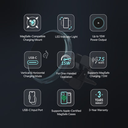 OMNIA CX1 Magnetic Wireless Charging Car Mount