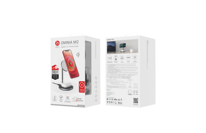 Omnia M2 Magnetic 2 in 1 Wireless Charging Dock, Power Adapter