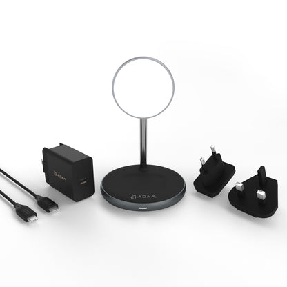 Omnia M2 Magnetic 2 in 1 Wireless Charging Dock, Power Adapter