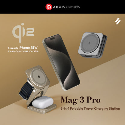 Mag 3 Pro Qi2 3-in-1 Foldable Travel Charging Station