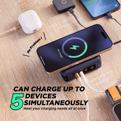 GRAVITY X5 5-in-1 Ultra Compact Power Bank USB-C & Lightning cable | 15000 mAh