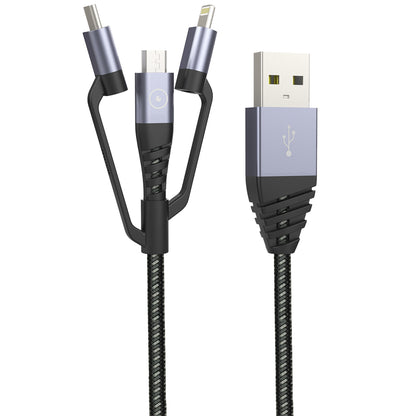 Tiger cable micro usb + lightning mfi + type c 1.2m